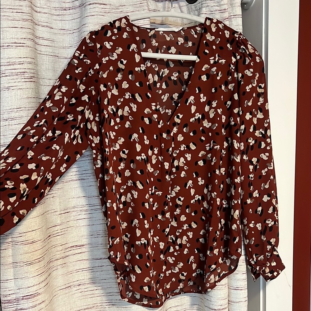 Lush Print Blouse with Notched Collar